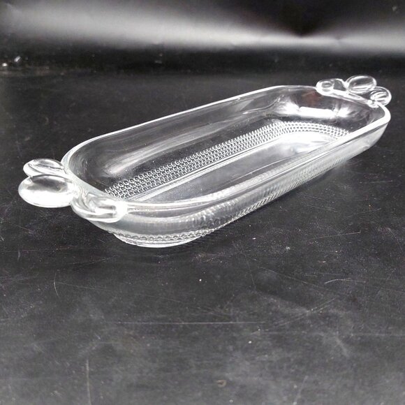 Vintage Duncan Miller Clear Glass Serving Tray With Decorative Handles - Picture 2 of 7